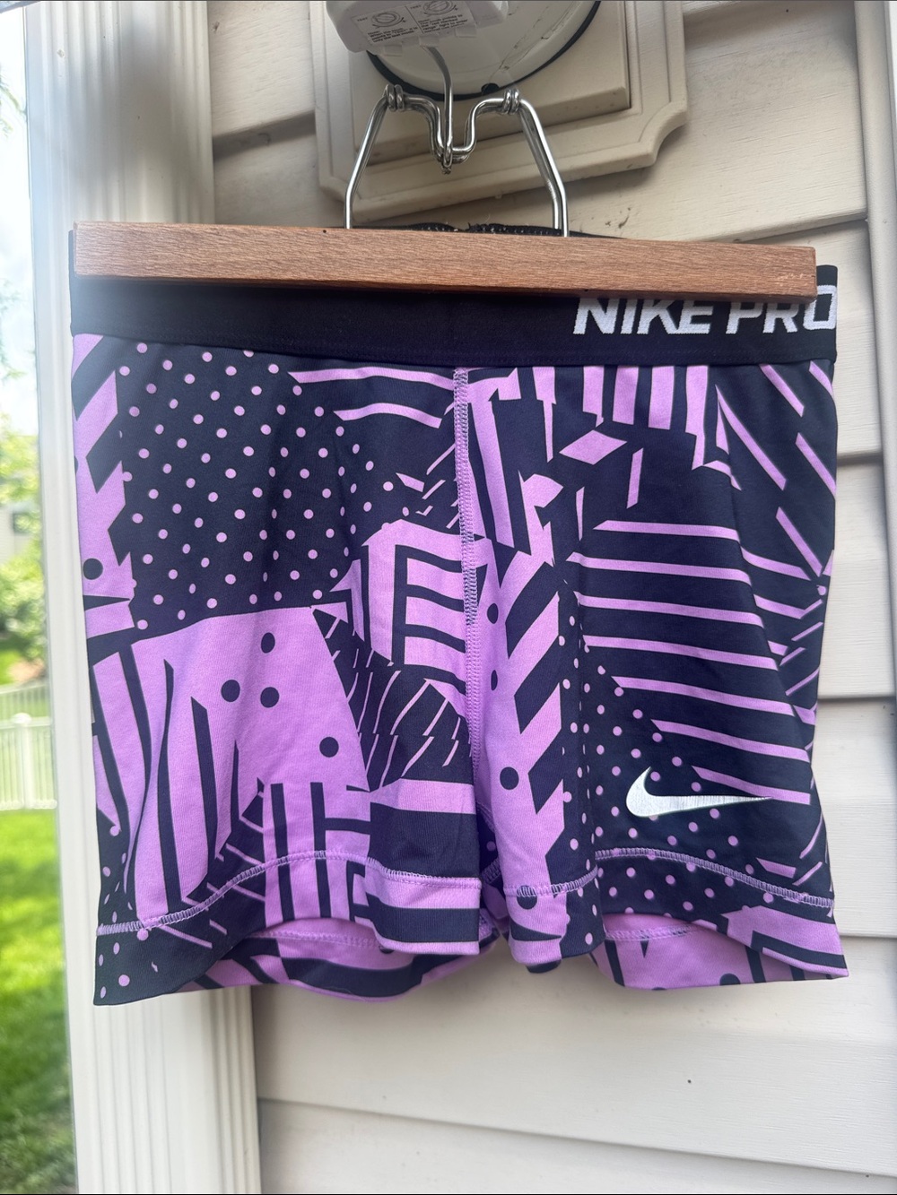 Nike Purple & Black Patterned Pro Training Shorts
